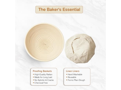 8 9 10インチ バヌトンプルーフィングバスケット 籐製丸型とオーバル