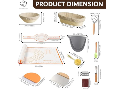 ベーキングツール マット 木製パン発酵バスケット 蓋付きプライム
