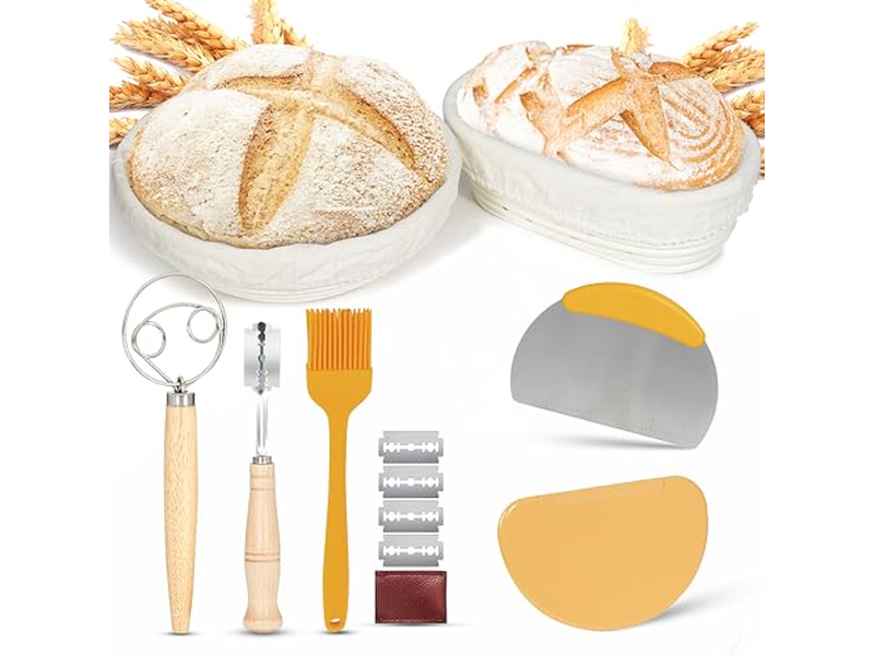 ベヌトン発酵バスケット 丸型パン用クロス 自家製ラタン カバーセット付き