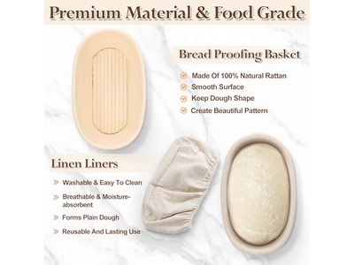 ブロートフォーム発酵バスケット 1kg 9インチ楕円バヌトン 手作りカスタム大サイズ